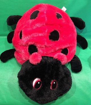Dan Dee Plush Big Lady Bug Pillow Hot Pink Black 22” Soft Cute