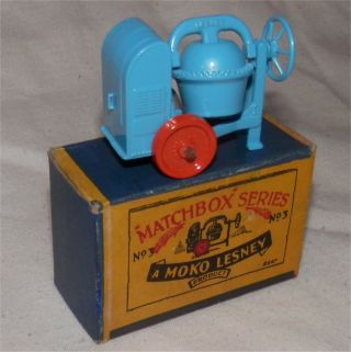 1950s.  Moko.  Matchbox.  Lesney 3 Cement Mixer.  Metal Wheels.