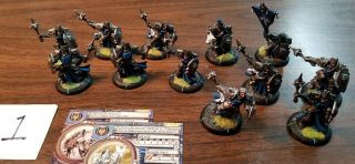 Warmachine Cygnar Precursor Knights With Officer And Standard; Painted 1
