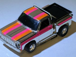 Tyco Chrome/pink/orange Glow Pick Up Truck Slot Car