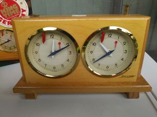 VINTAGE Jerger Chess Clock - West Germany - Red,  White & Blue Hands - 2