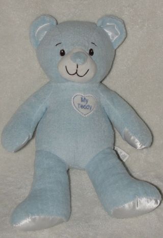 Kids Preferred Plush My Teddy Blue Bear Heart Soft Stuffed Baby Toy 11 "