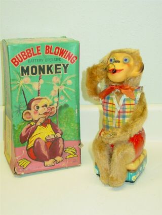 Alps Japan Bubble Blowing Monkey,  Battery Operated Toy,