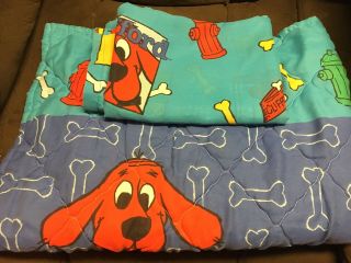 Clifford The Big Red Dog Bedspread And Crib Toddler Bed Sheet - Very Cute - Guc