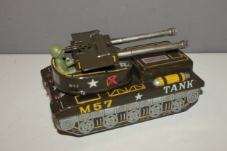 Vintage Tin Toy Tank M - 57 1950s Yonezawa Battery Operated W/ BOX RARE B6 6