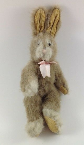 Hopscotch Russ Bunny Rabbit Plush Bendable Ears Tan Corduroy