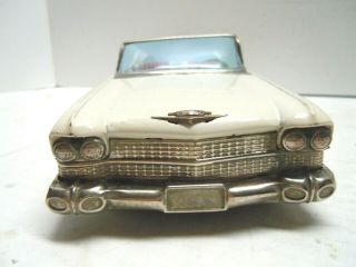 Old Large Bandai Japan Tin Friction 1959 Cadillac Convertible.  & Runs. 3