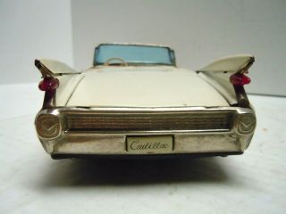 Old Large Bandai Japan Tin Friction 1959 Cadillac Convertible.  & Runs. 4