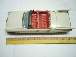 Old Large Bandai Japan Tin Friction 1959 Cadillac Convertible.  & Runs. 8