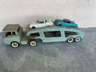 1950s Structo Auto Transport Truck,  Vintage With 3 Rare Cadillacs