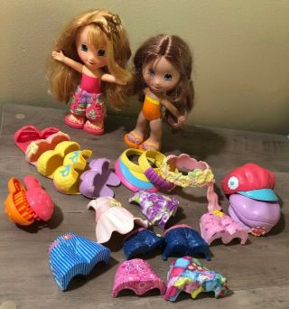 2 - Fisher Price Snap N Style 7” Girl Dolls,  21 Accessories,  Snap Ons