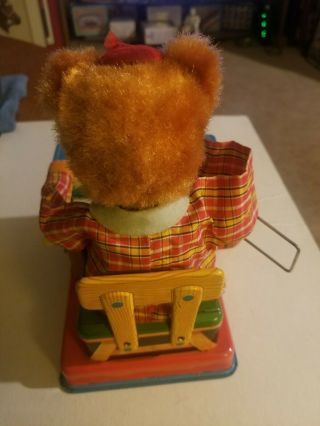 RARE vintage battery op Teddy the Artist Bear Tin toy by Yonezawa Y Co 3