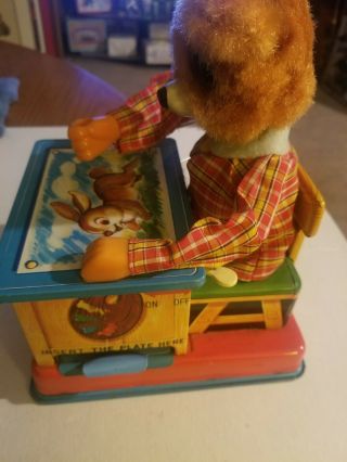 RARE vintage battery op Teddy the Artist Bear Tin toy by Yonezawa Y Co 4