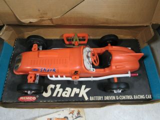 Vintage 1960 ' s Remco Shark Car Battery Operated Tether Race Car Toy W/Box Newark 2