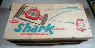 Vintage 1960 ' s Remco Shark Car Battery Operated Tether Race Car Toy W/Box Newark 7
