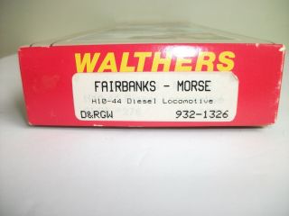 WALTHERS HO FAIRBANKS - MORSE H10 - 44 DIESEL LOCOMOTIVE DRGW 123 MODEL 932 - 1326 3