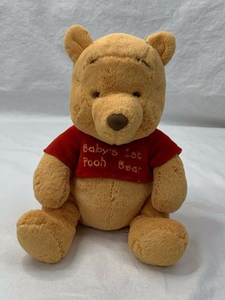 Disney Baby My First Pooh Bear Rattle W/red Shirt Plush Stuffed Animal 9 "