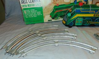 Vintage Masudaya Modern Toys Bell Clanger Green Mountain Express Tin Litho Train 3
