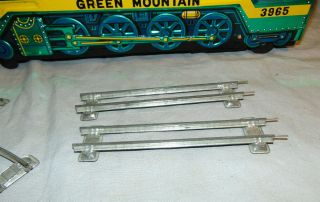 Vintage Masudaya Modern Toys Bell Clanger Green Mountain Express Tin Litho Train 4