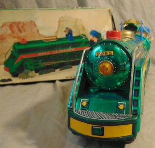 Vintage Masudaya Modern Toys Bell Clanger Green Mountain Express Tin Litho Train 6