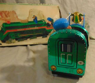 Vintage Masudaya Modern Toys Bell Clanger Green Mountain Express Tin Litho Train 8