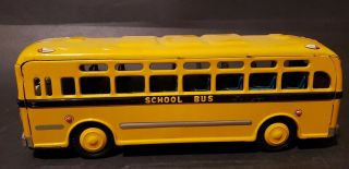 Gorgeous Vintage Japan Tin Friction Yellow School Bus Kts Japan