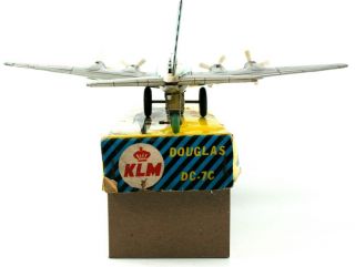 VINTAGE USAGIYA KLM - ROYAL DUTCH TIN FRICTION DC - 7C TOY AIRCRAFT W/BOX 5