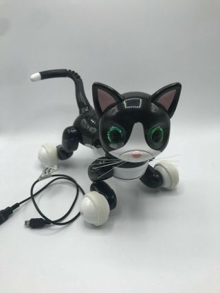 Spin Master Zoomer Kitty Interactive Rechargeable Robot Black White W/ USB Cord 2