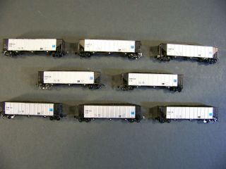 Pennzee,  3 - Bay 100 - Ton Hoppers W/coal Loads,  8 - Cars,  Rwsx,  Custom Painted,  Z Scale