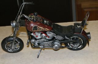 Vintage Harley Davidson Tin Metal Motorcycle Decor Art Pan Head Chopper