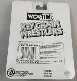 Vintage 1998 Toy Biz WCW nWo Wrestling Key Chain - Hollywood Hogan in pakage 2