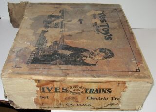 Ives Prewar Std Gauge 3236 Electric Box Cab & 3 Passenger 184,  185,  186 & Track