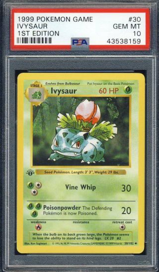 1999 Pokemon Game 1st Edition 30 Ivysaur Psa 10 071119