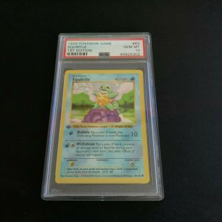 1999 Pokemon Game 1st Edition Shadowless English Squirtle 63/102 Psa 10
