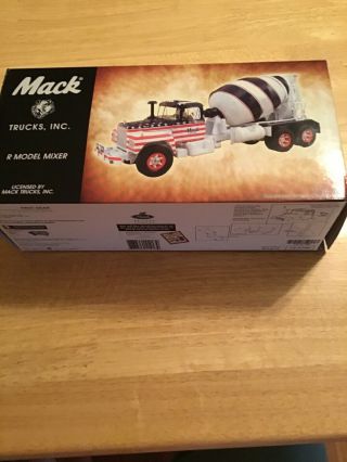 First Gear Mack R Model Cement Mixer Model 19 - 3738.  1:34 Scale Die Cast Metal.