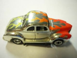 Tyco 1940 Willys Street Rod Ho Scale Slot Car Gold Chrome With Flames