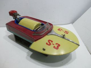 Hydoplane Speed Boat With Outboard Motor Battery Operated Runs Good