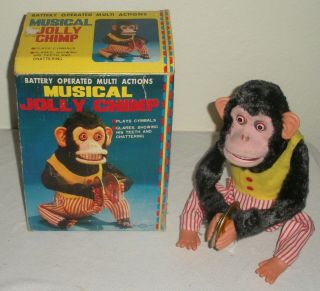 No.  4910 Vintage Musical Jolly Chimp W/ Box & 2 " D " Batteries