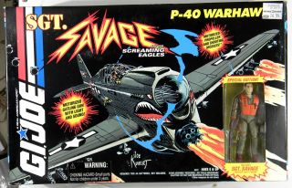 Hasbro 1994 Gi Joe Arah Pilot Sgt.  Savage P - 40 Warhawk Mib