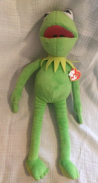 Kermit The Frog 16 " Plush Stuffed Animal Frog The Muppets Disney Ty Beanie W/tag