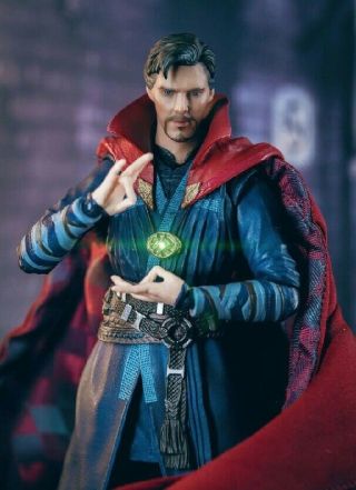 SQ - DRS - SET: Custom Painted head & wired cape for SHF Dr.  Strange (No Figure) 5