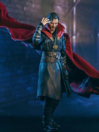 SQ - DRS - SET: Custom Painted head & wired cape for SHF Dr.  Strange (No Figure) 6