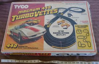1/64 Scale Slot Car Electric Race Car Track Set Tyco 440 Turbo Vettes (no Cars)