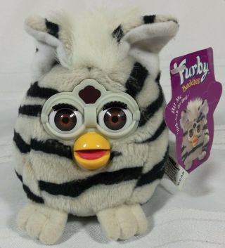 1999 Furby Buddies " Down Please " Bean Tiger Electronics With Tag Zebra Striped