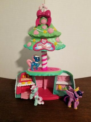 My Little Pony Ponyville A Very Minty Christmas Tree Playset & 3 Ponies & DVD 2