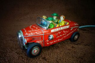 50s Linemar Hot Rod Vintage Battery Operated Tin Toy Car 2