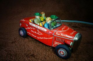 50s Linemar Hot Rod Vintage Battery Operated Tin Toy Car 3