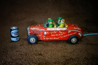 50s Linemar Hot Rod Vintage Battery Operated Tin Toy Car 4