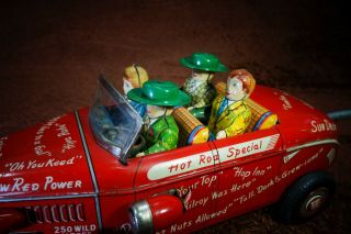 50s Linemar Hot Rod Vintage Battery Operated Tin Toy Car 5