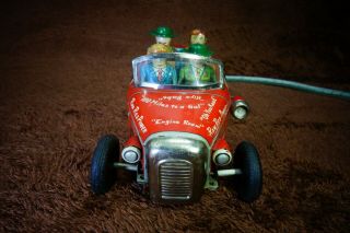 50s Linemar Hot Rod Vintage Battery Operated Tin Toy Car 6